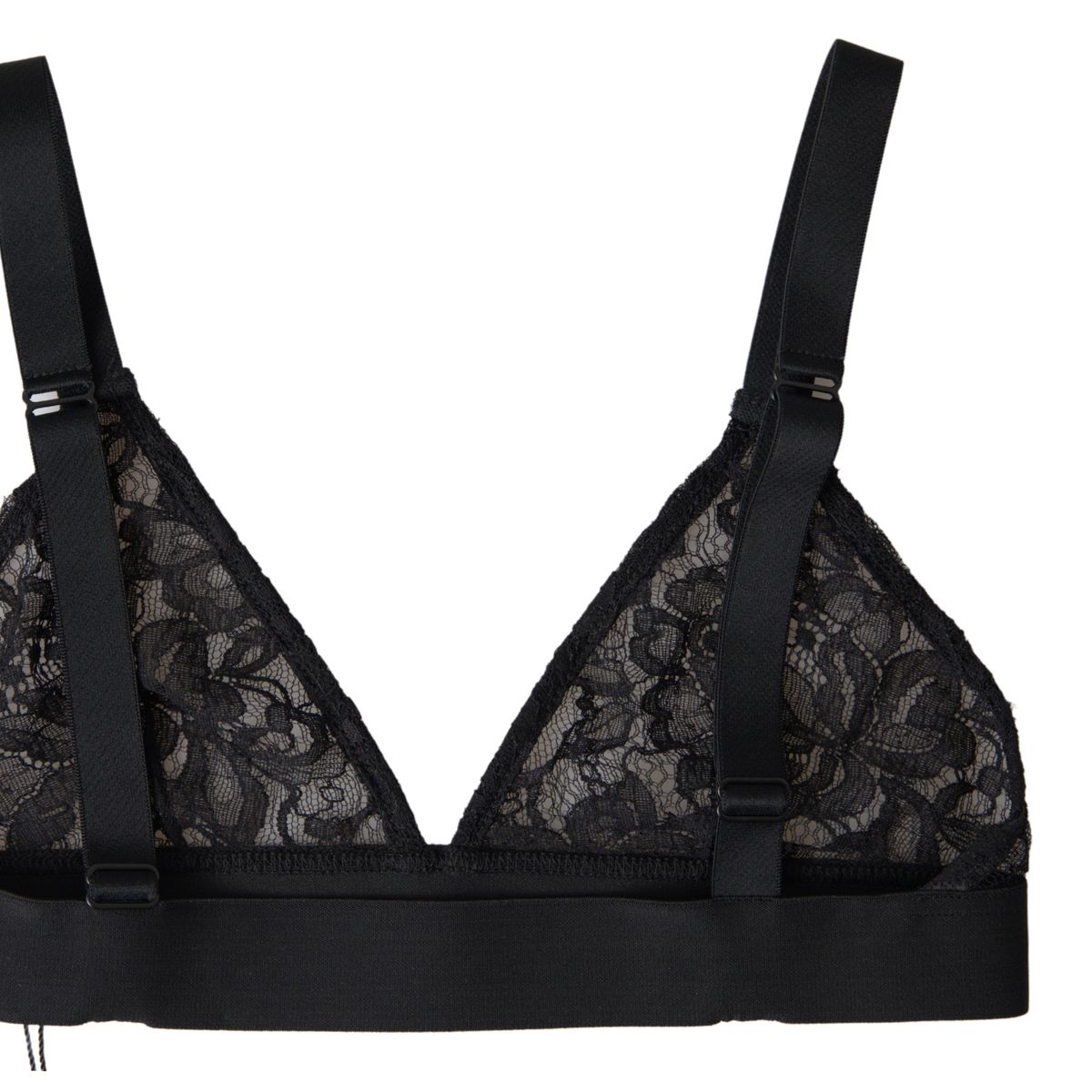 Black Floral Lace Nylon Stretch Bra Underwear