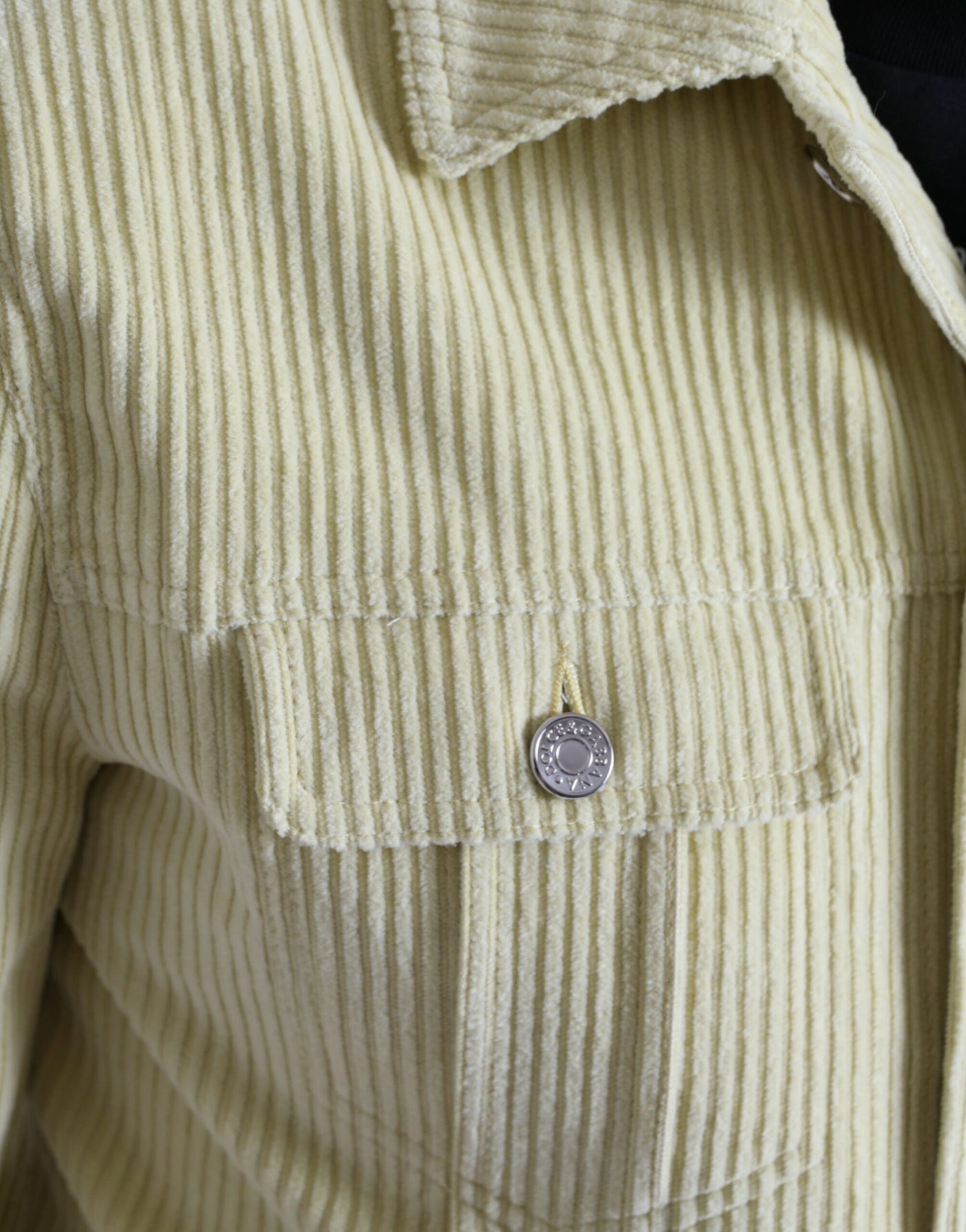 Yellow Cotton Corduroy Collared Shirt Sweater