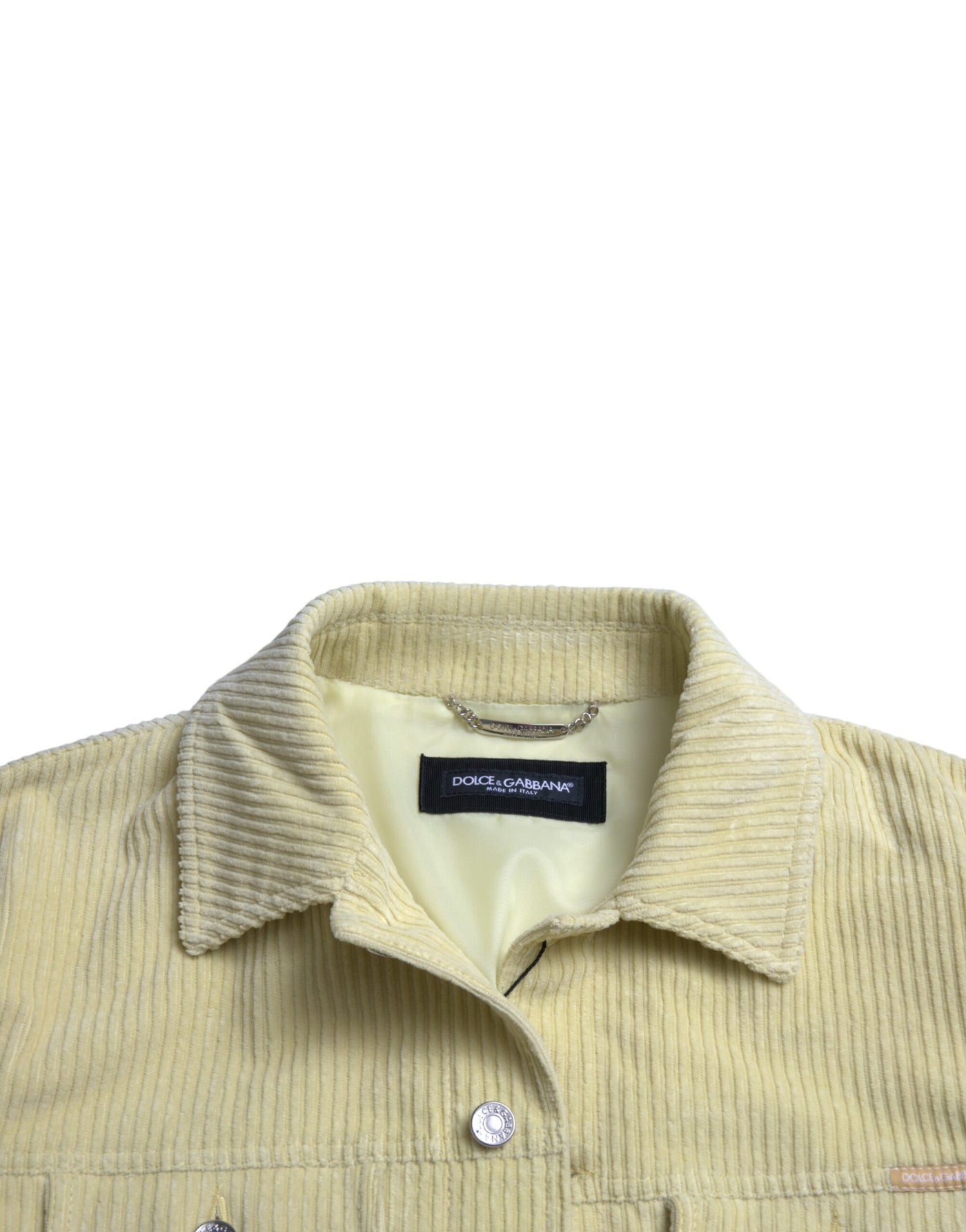 Yellow Cotton Corduroy Collared Shirt Sweater