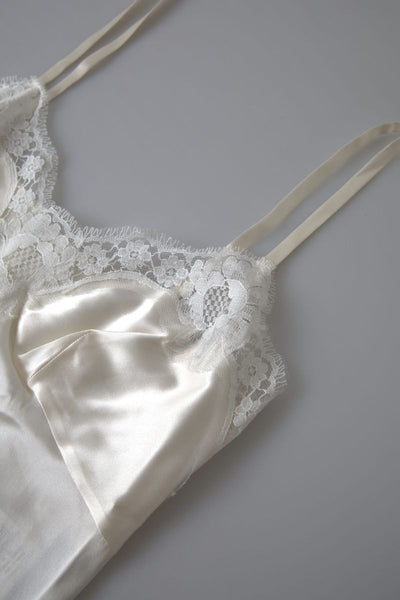 White Lace Silk Sleepwear Camisole Underwear