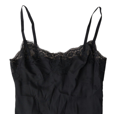 Black Lace Silk Sleepwear Camisole Underwear