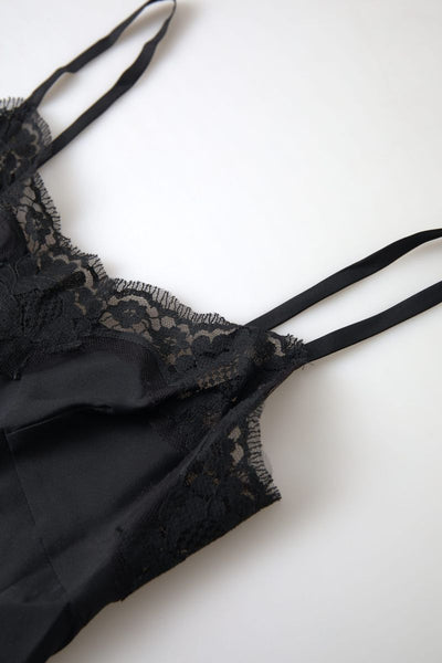 Black Lace Silk Sleepwear Camisole Underwear