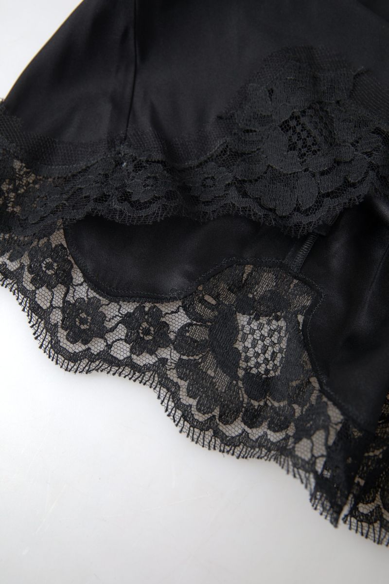 Black Lace Silk Sleepwear Camisole Underwear