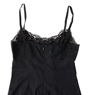 Black Lace Silk Sleepwear Camisole Underwear