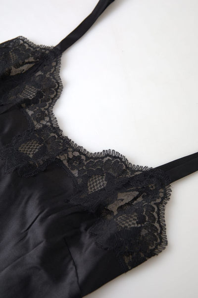 Black Lace Silk Sleepwear Camisole Top Underwear