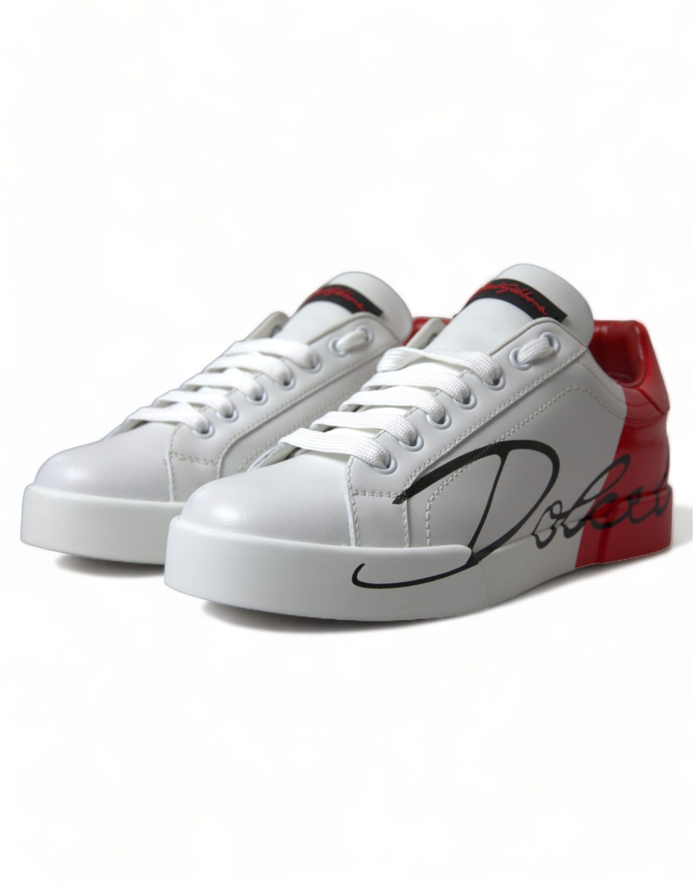 White Red Lace Up Womens Low Top Sneakers Shoes