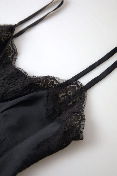 Black Lace Silk Sleepwear Camisole Underwear