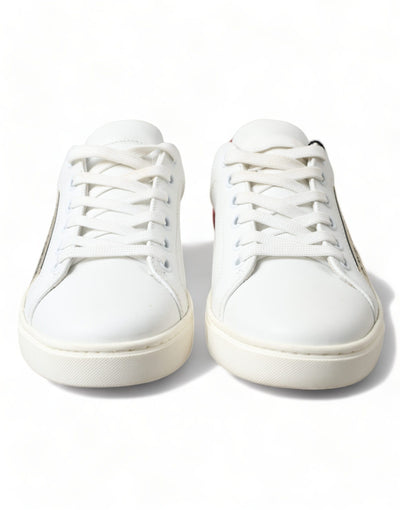 White Pink Leather Low Top Sneakers Shoes