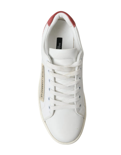 White Pink Leather Low Top Sneakers Shoes