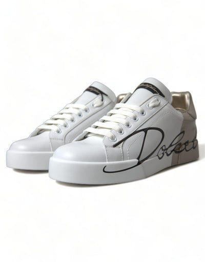 White Gold Lace Up Womens Low Top Sneakers