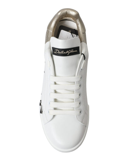 White Gold Lace Up Womens Low Top Sneakers