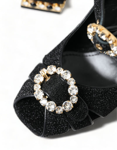 Black Crystal Ankle Strap Sandals Shoes