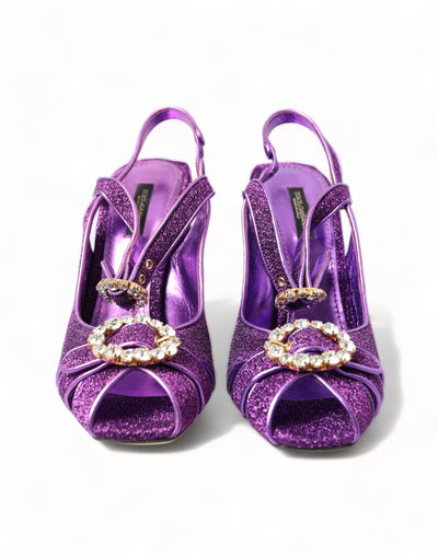 Purple Crystal Ankle Strap Sandals Shoes