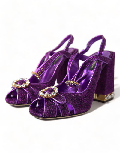 Purple Crystal Ankle Strap Sandals Shoes