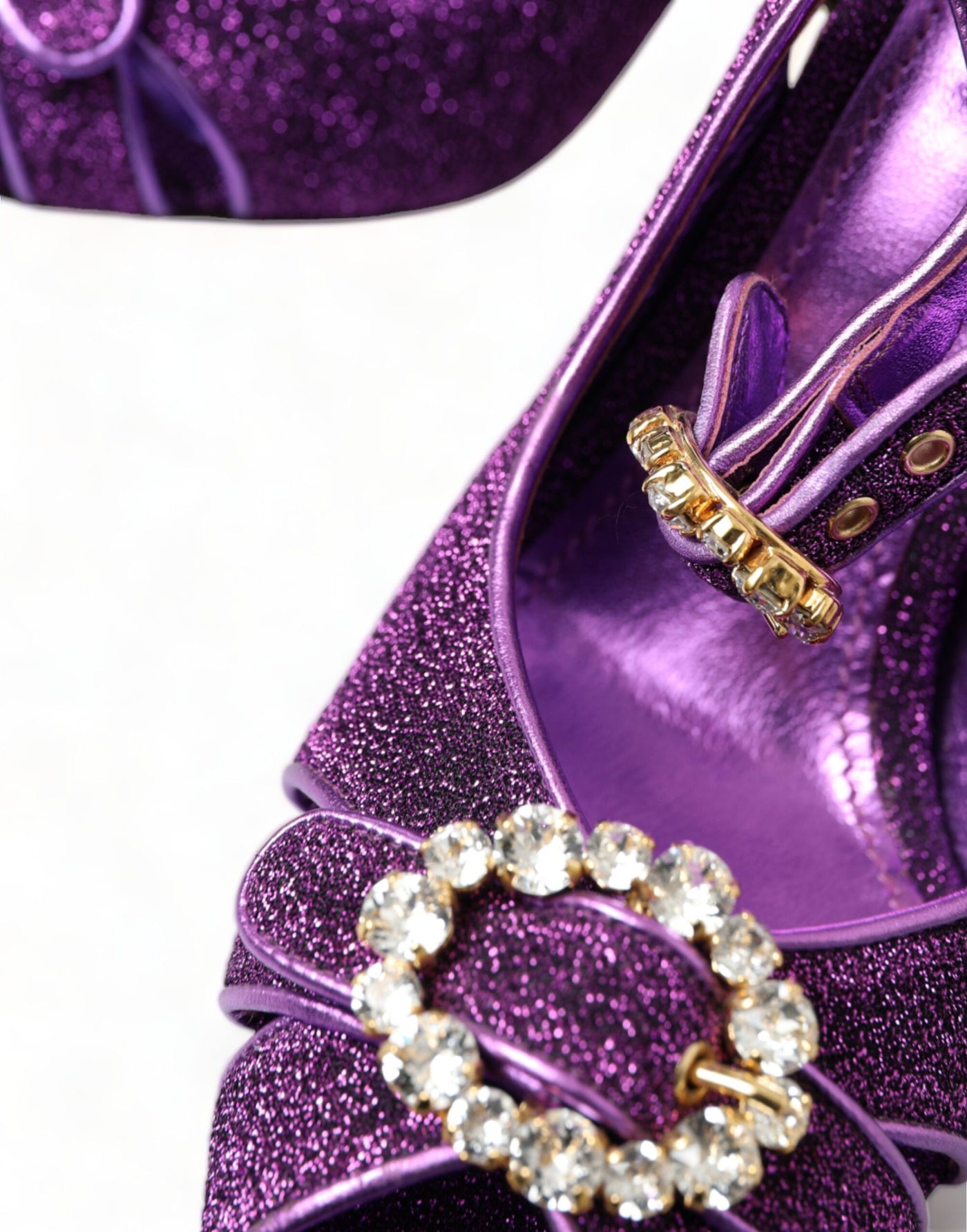 Purple Crystal Ankle Strap Sandals Shoes