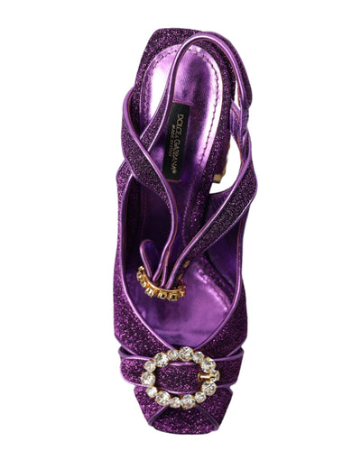 Purple Crystal Ankle Strap Sandals Shoes