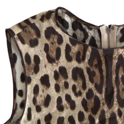 Brown Leopard Viscose Sleeveless Tank Top