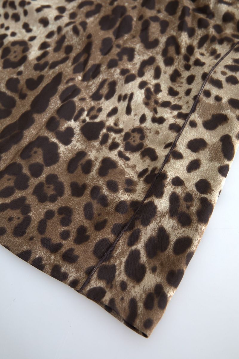 Brown Leopard Viscose Sleeveless Tank Top