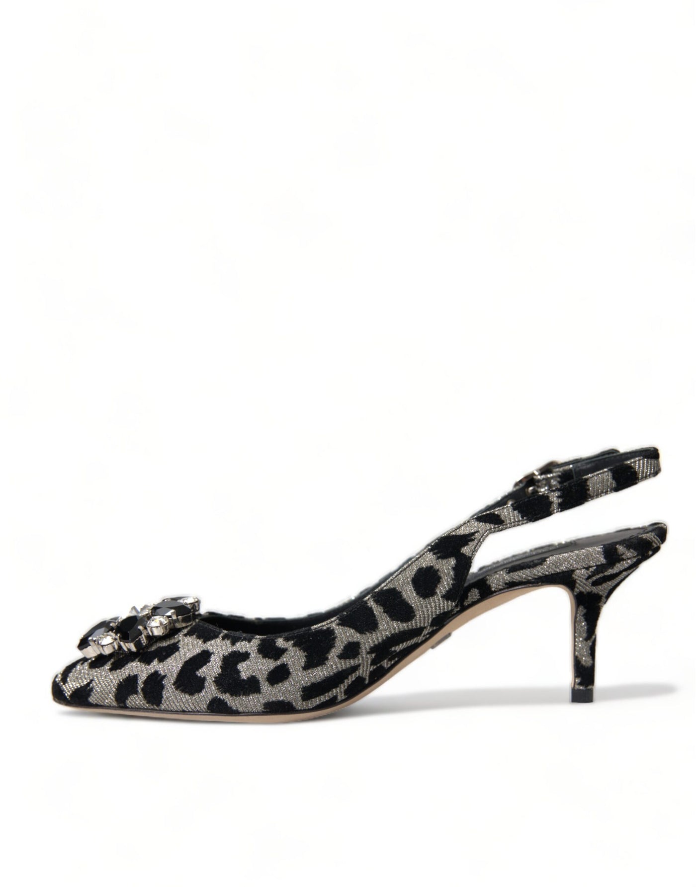 Silver Leopard Crystal Slingback Pumps Shoes