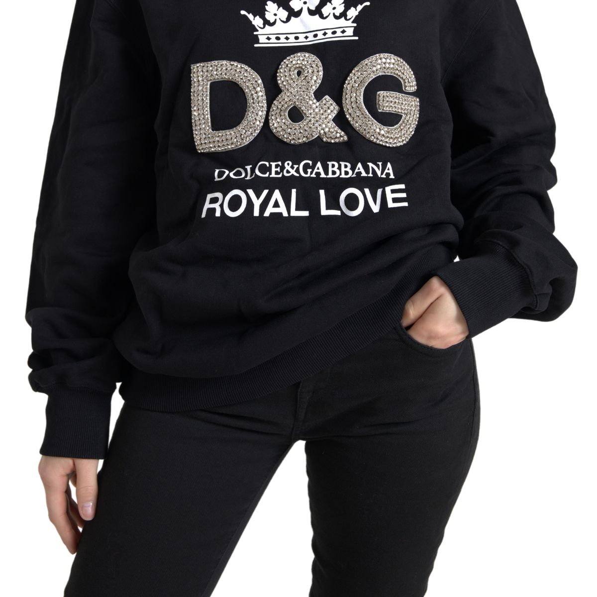 Black DG Royal Love Crystal Pullover Sweater