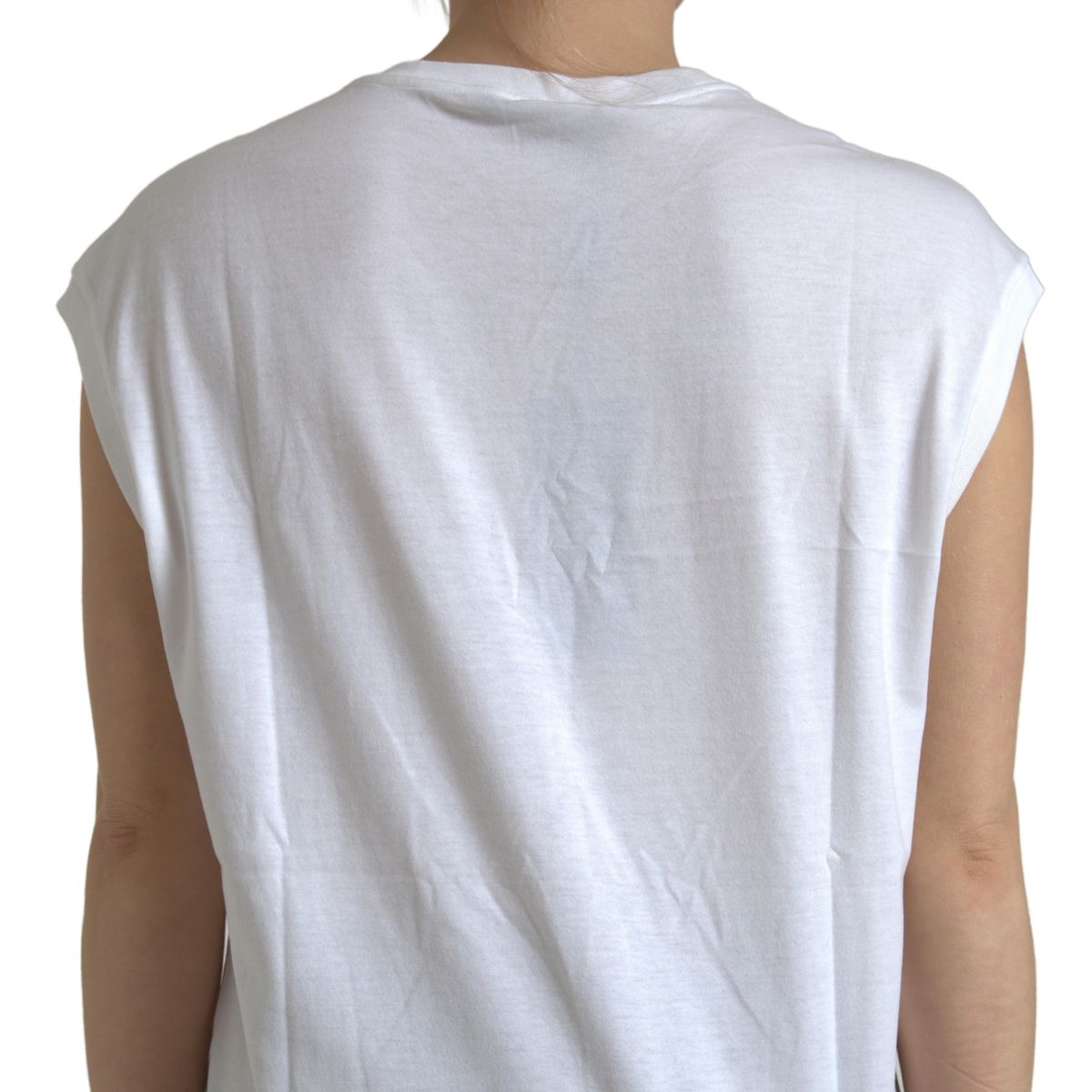 White Cotton St. Tropez Crew Neck Tank T-shirt