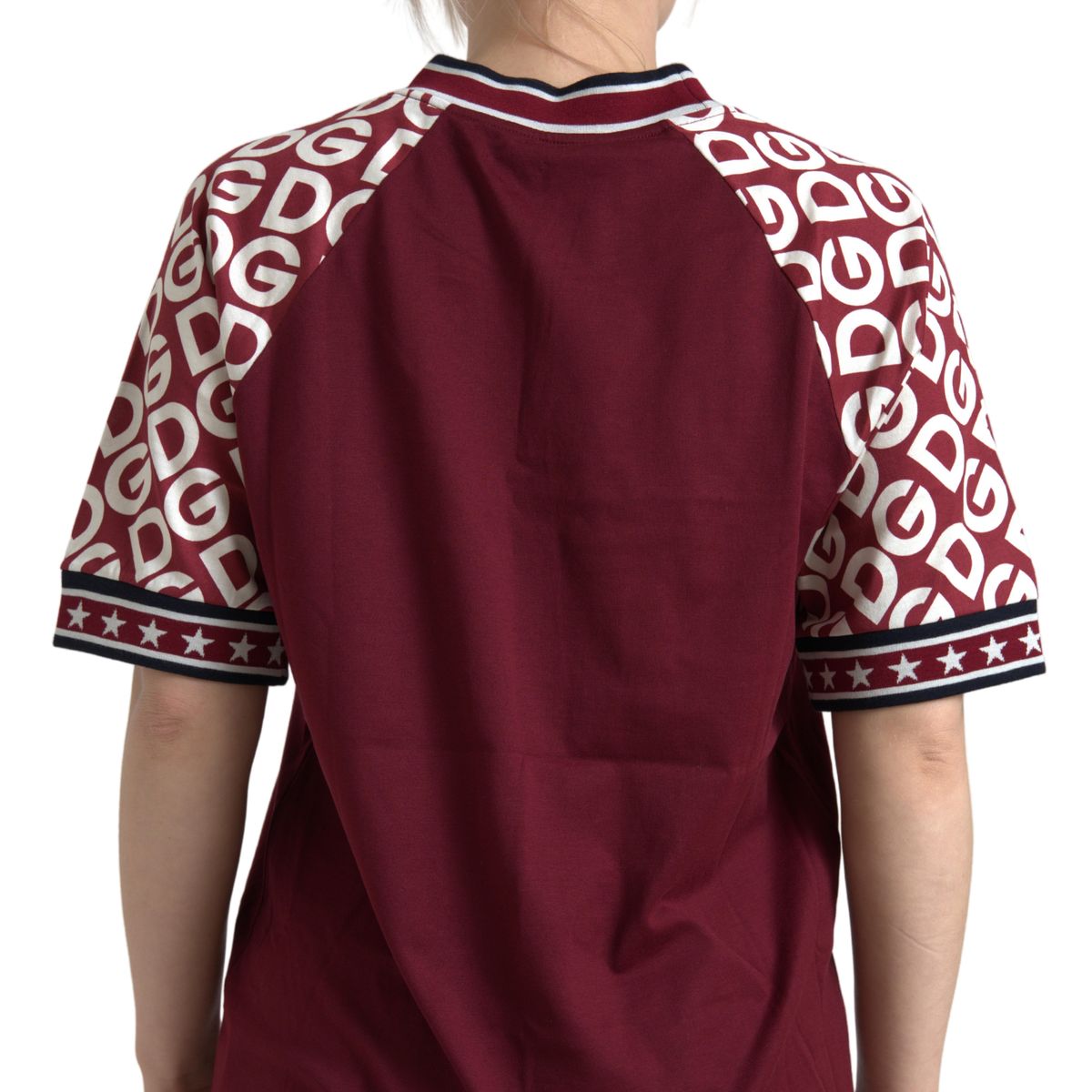 Maroon Logo Print Cotton Crew Neck Tee T-shirt