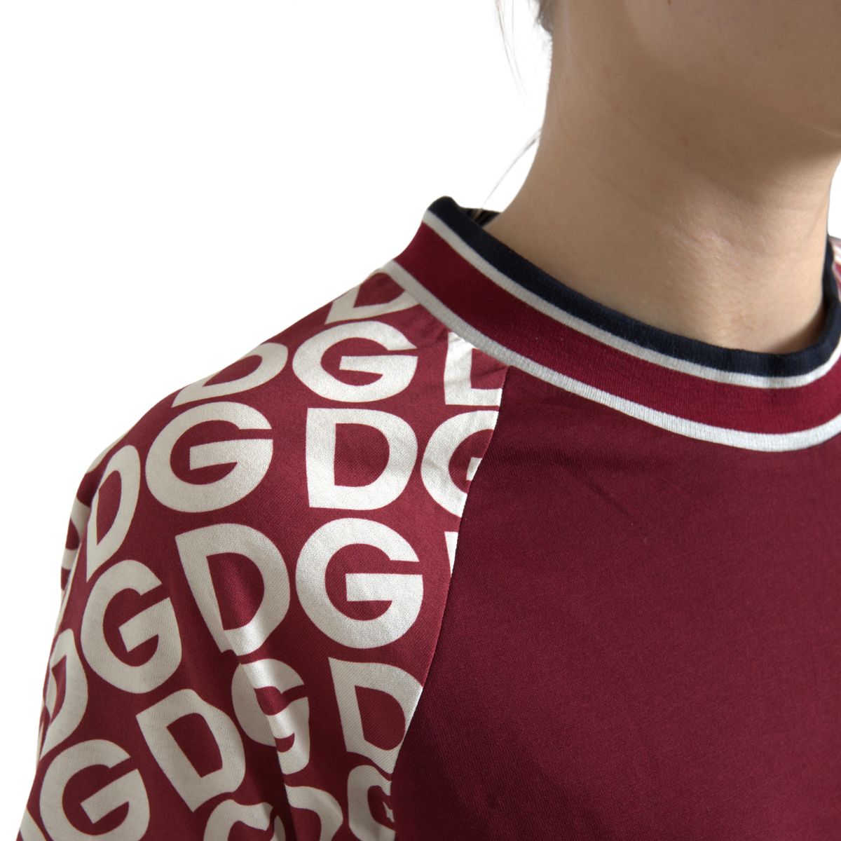 Maroon Logo Print Cotton Crew Neck Tee T-shirt