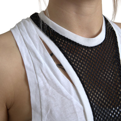 Black White Crewneck Sleeveless Tank Top