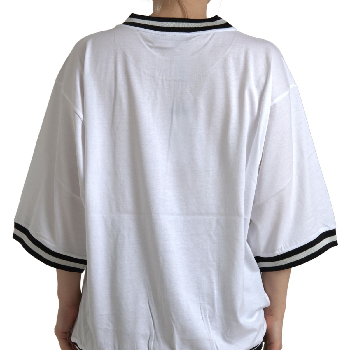 White Cotton DG Fashion Crew Neck Tee T-shirt