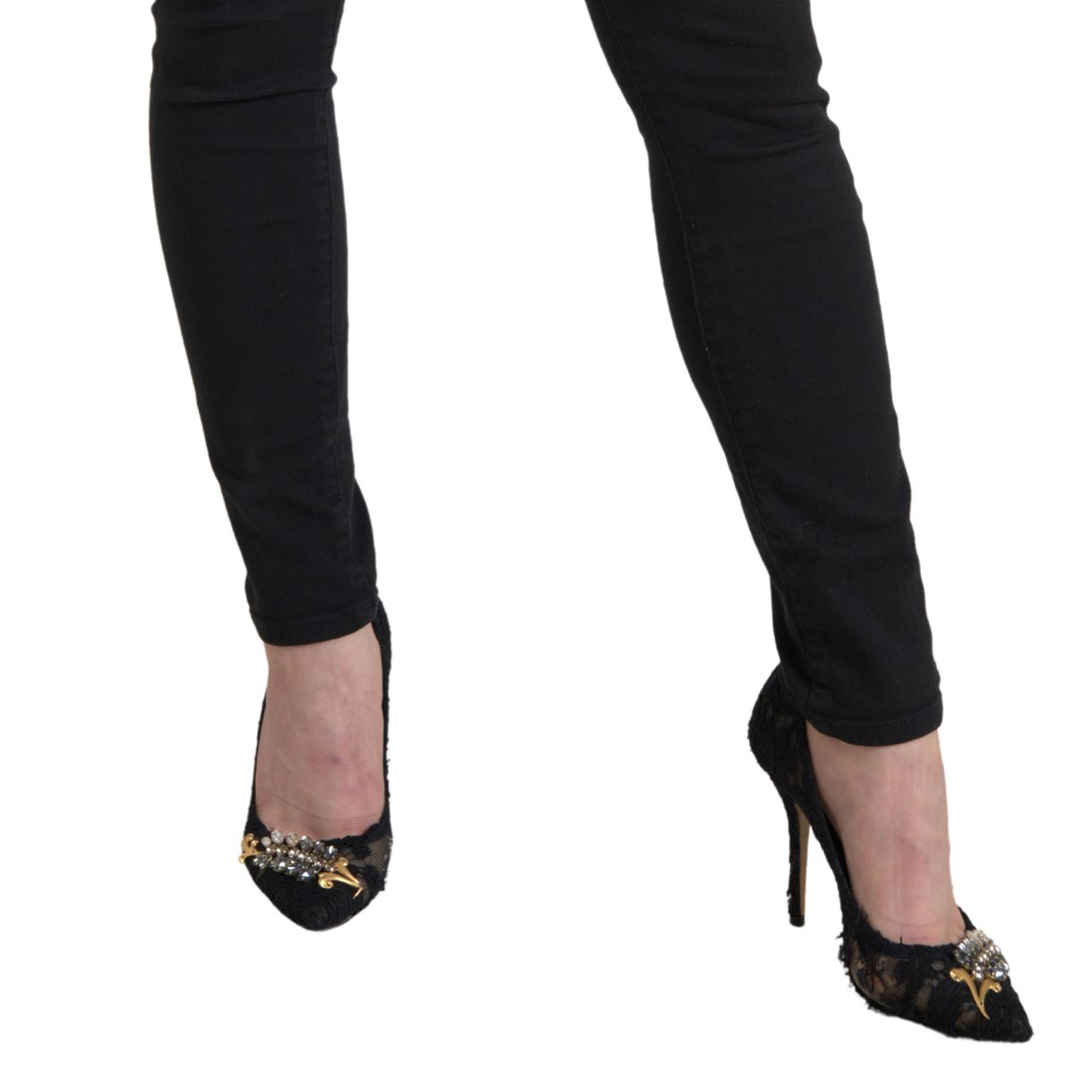 Black Cotton Mid Waist Skinny Denim Jeans