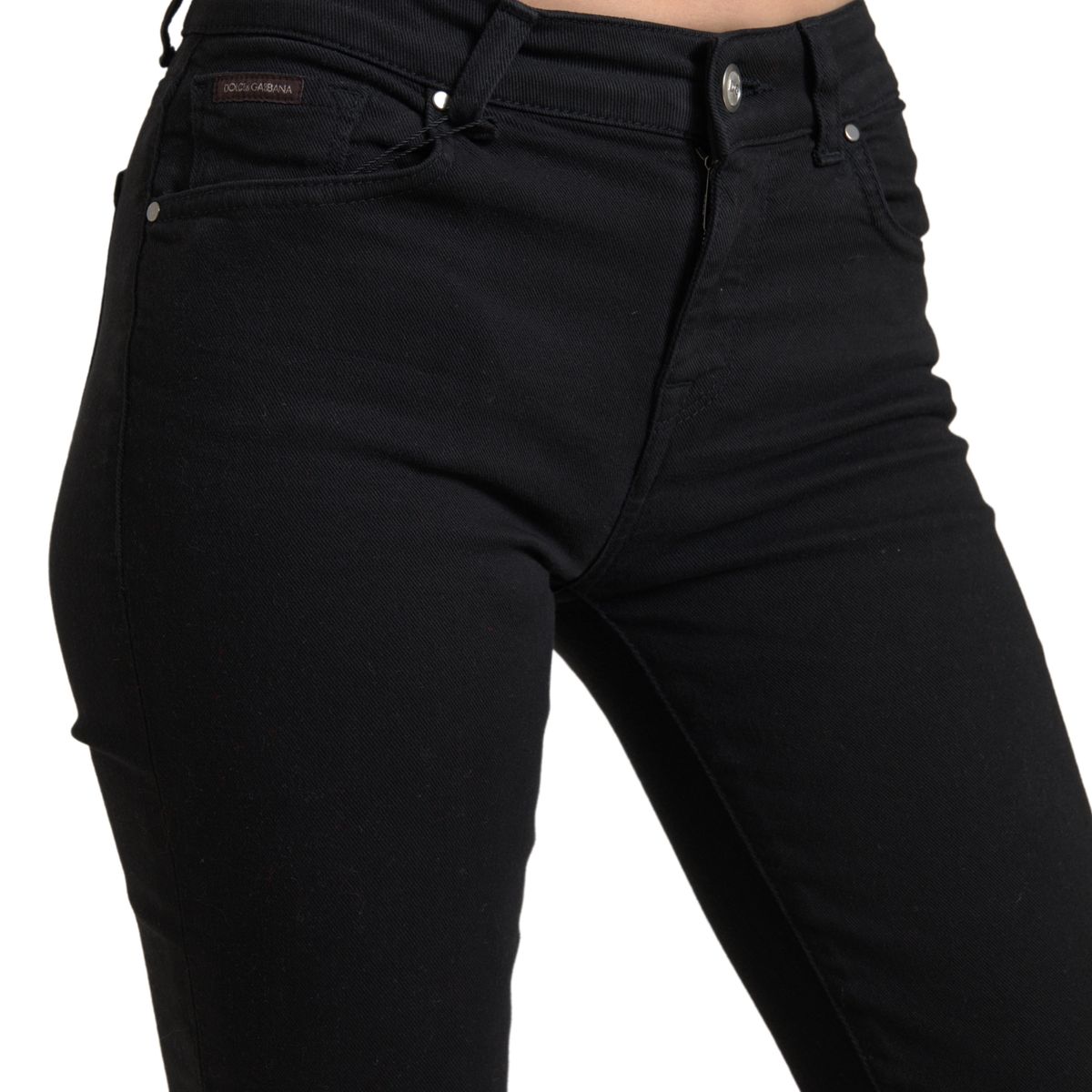 Black Cotton Mid Waist Skinny Denim Jeans