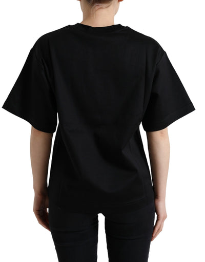 Black Cotton DG Crystal Crewneck Tee T-shirt