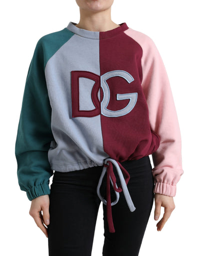 Multicolor Cotton Crew Neck Pullover Sweater