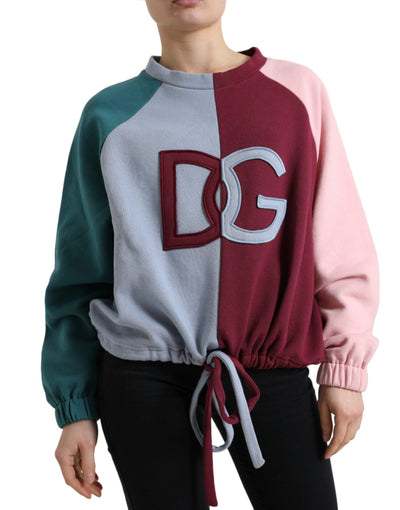 Multicolor Cotton Crew Neck Pullover Sweater