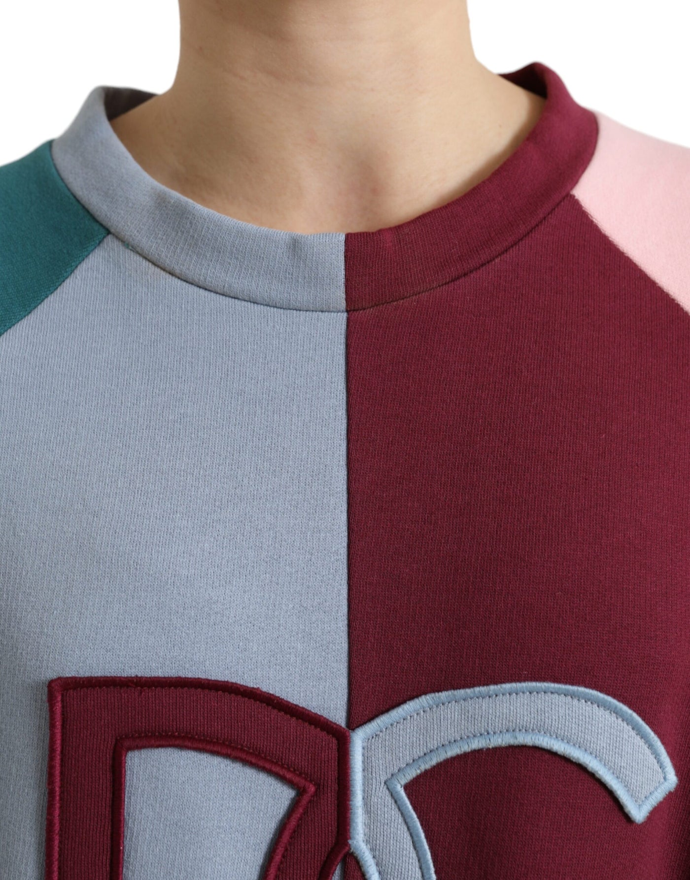 Multicolor Cotton Crew Neck Pullover Sweater