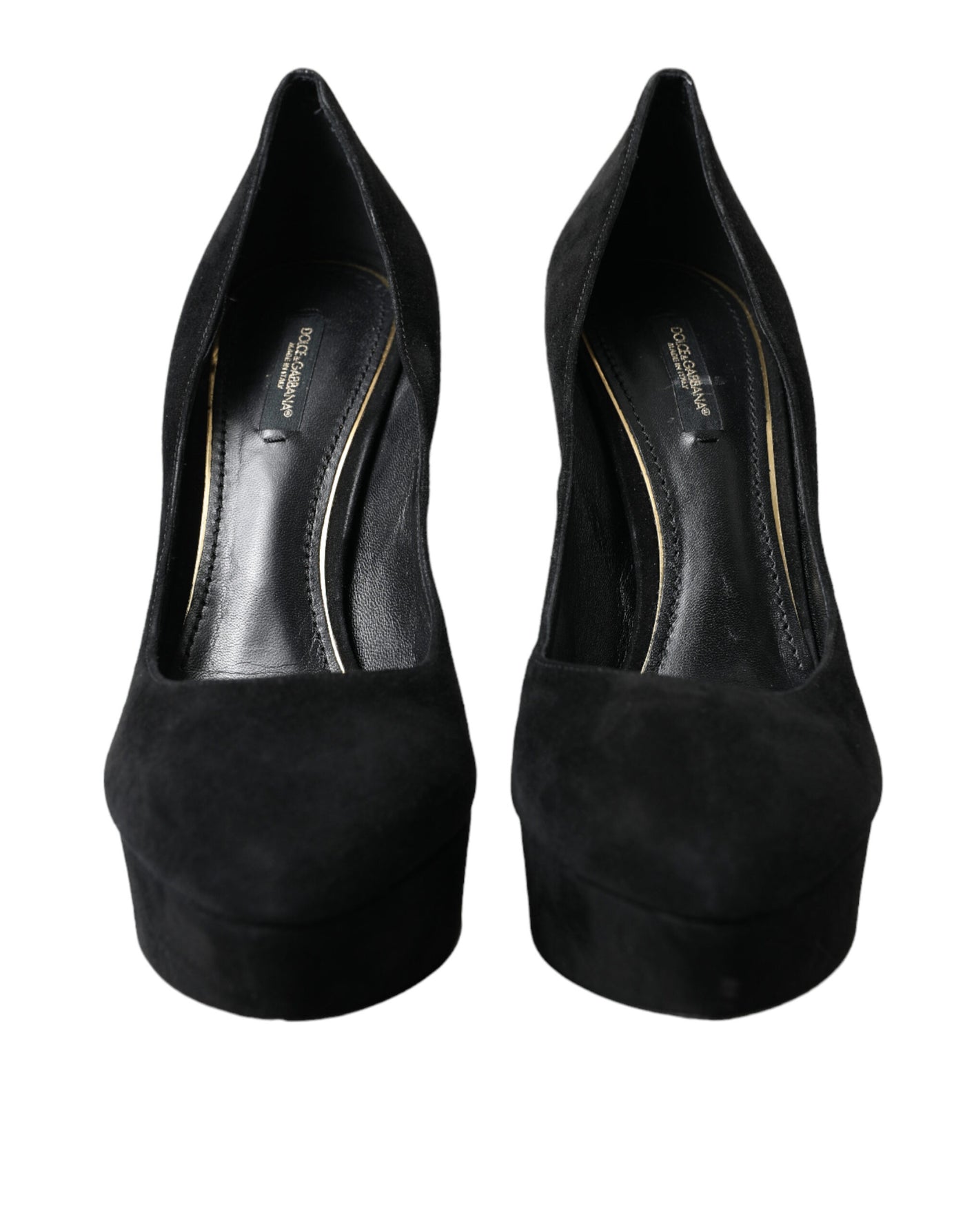 Black Suede Leather Platform Heel Pumps Shoes