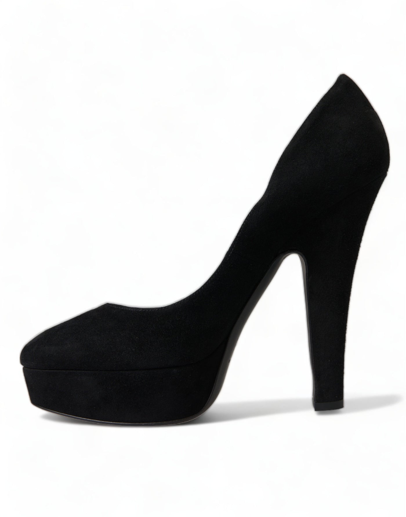 Black Suede Leather Platform Heel Pumps Shoes