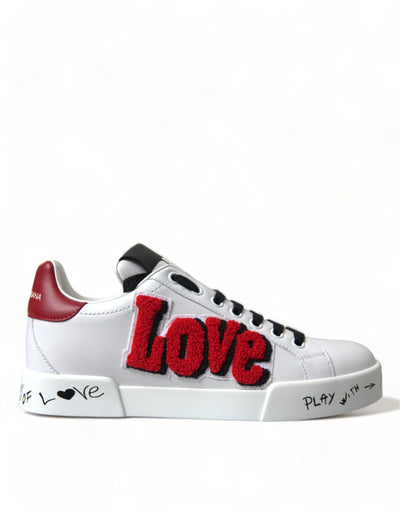 White Love Patch Portofino Classic Sneakers Shoes