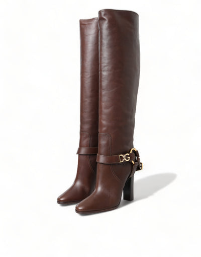 Brown Leather Zip Up Rider Boots Shoes