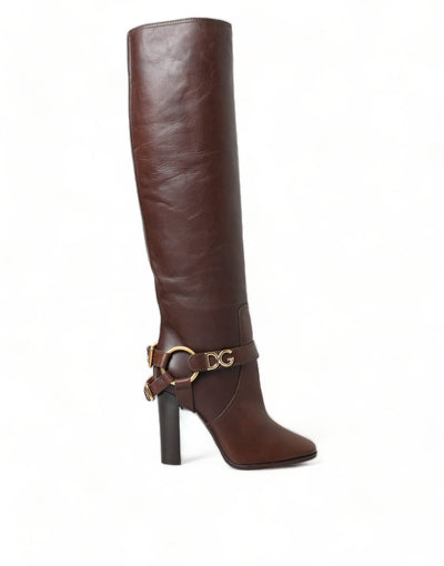 Brown Leather Zip Up Rider Boots Shoes