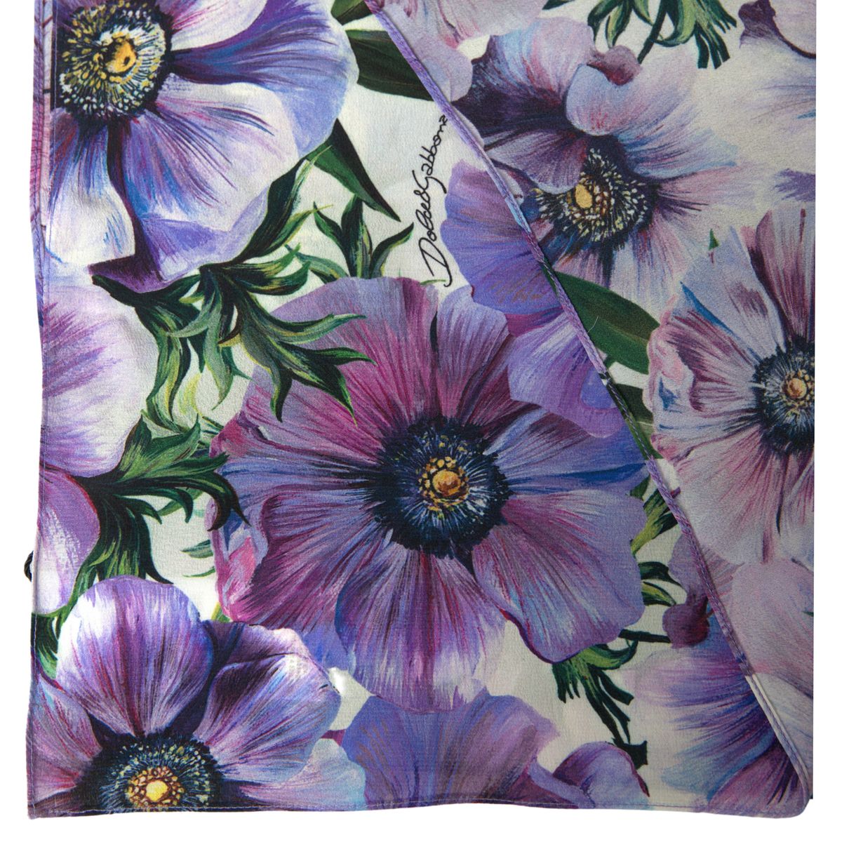 Purple Floral Silk Shawl Foulard Wrap Scarf