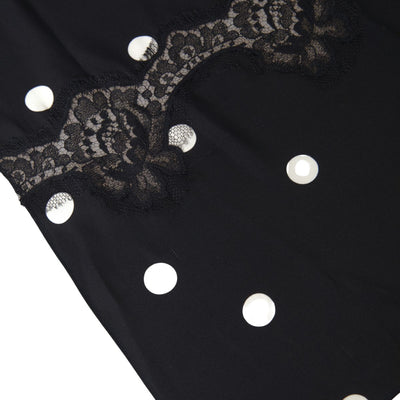 Black Polka Dots Silk Shawl Foulard Scarf