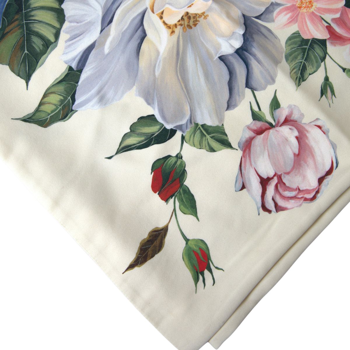 Off White Floral Silk Shawl Foulard Scarf