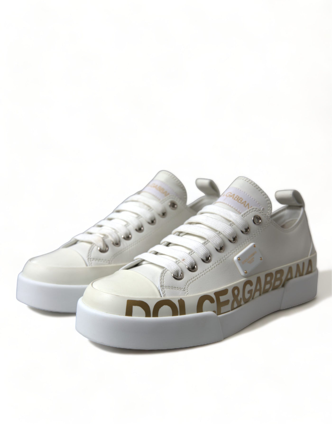 White Portofino Calfskin Leather Sneaker Shoes