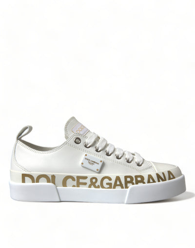 White Portofino Calfskin Leather Sneaker Shoes