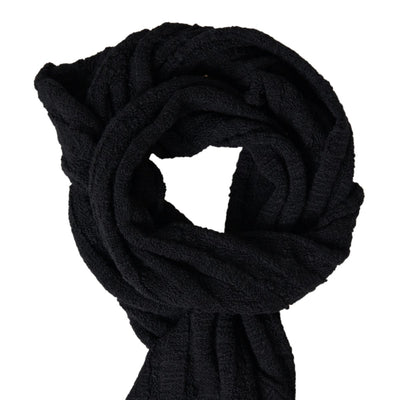 Black Knitted Wool Neck Wrap Shawl Scarf