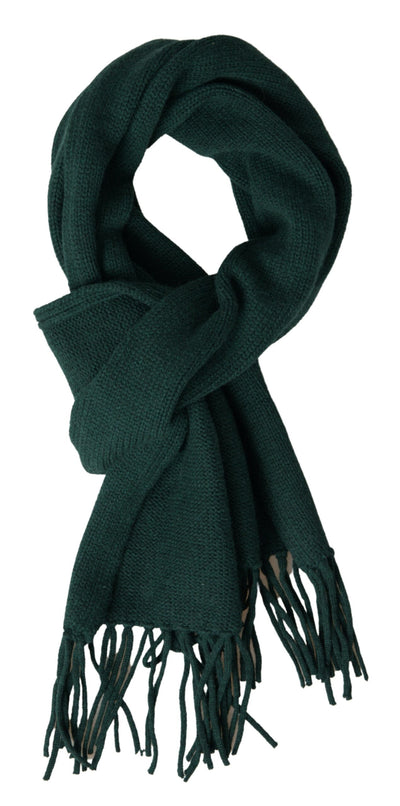 Green Cashmere Knit Wrap Shawl Fringe Scarf