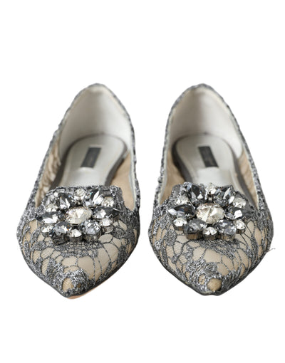 Silver Vally Taormina Lace Crystals Flat Shoes