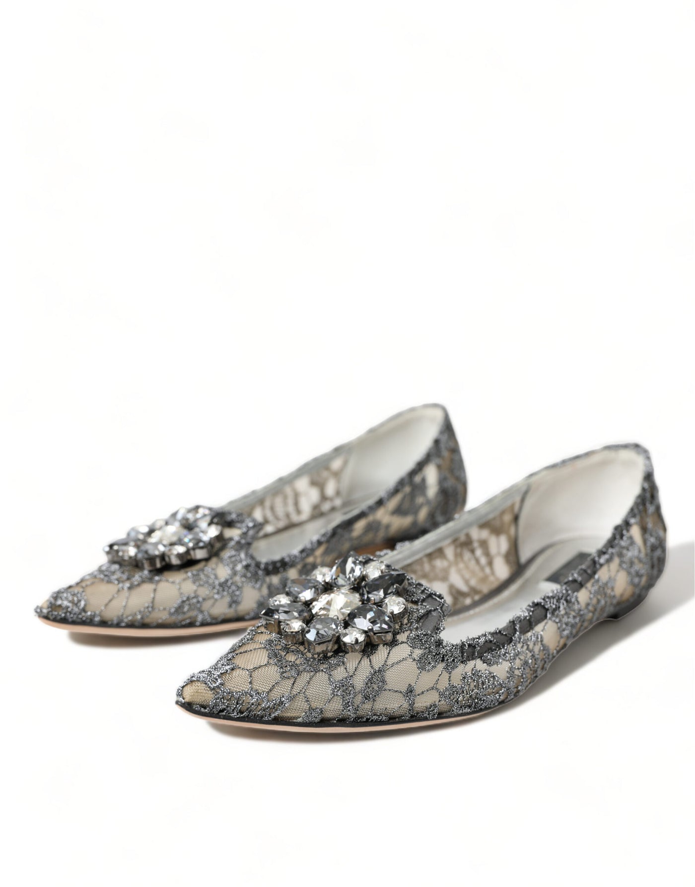 Silver Vally Taormina Lace Crystals Flat Shoes