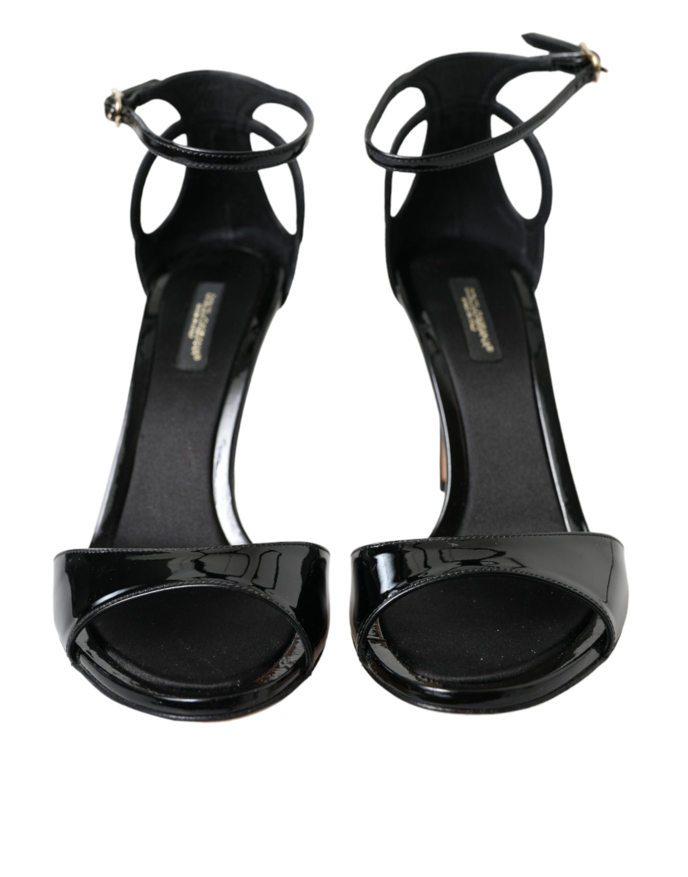 Black Leather Ankle Strap Heels Sandals Shoes